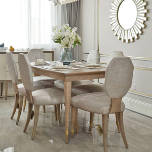 美式轻奢实木餐桌简约现代餐厅长桌1米5样板房小户型简美做旧饭桌