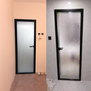 北欧极简窄边框平开门镁铝合金卫生间厕所厨房防水黑色窄边玻璃门