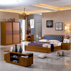 现代简约主卧室结婚全套家具全屋成套婚房床和衣柜梳妆台套装组合