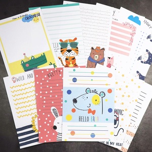 日韩文具10款卡通图案信纸信封套装仓鼠老虎兔子狮子信笺学生活动