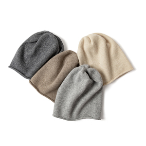山羊绒帽子男女通用保暖针织孕妇月子睡帽护耳老人卷边羊毛堆堆帽