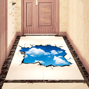 客厅大门口地面地砖地板贴贴纸3d立体浴室卫生间墙贴画装饰品自粘