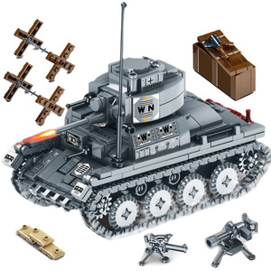 明迪积木t38两栖侦察坦克moc追猎者歼击车防空武装突击炮拼装玩具