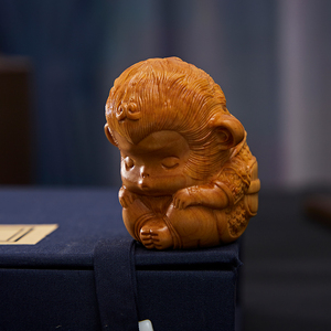 黄杨木雕文玩手把件悟空木质摆件生肖猴雕刻把玩件男随身钥匙扣