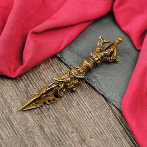 纯铜金刚杵法器藏密实心龙头斧全黄铜西藏密宗铜降魔普巴杵文殊剑
