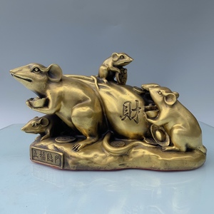 铜五鼠运财摆件家居客厅旺财五福临门门店办公室桌面生肖鼠运财鼠