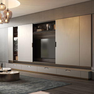 欧派满墙电视柜组合现代客厅电视机柜组装定做星辰全屋定制定金