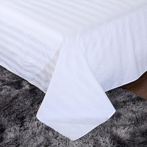 宾馆酒店布白色草床上用品全棉40支加密加厚缎条床单单品