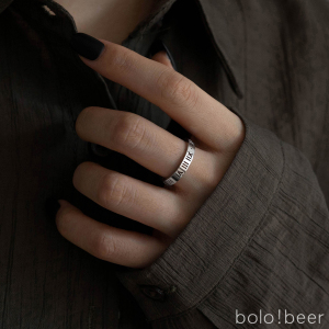 bolo钢制镂空罗马数字戒指男女情侣食指环冷淡个性ins小众不掉色