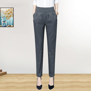 旁开口女裤侧拉链女士西裤哈伦裤职业裤黑色休闲长裤灰色宽松小脚