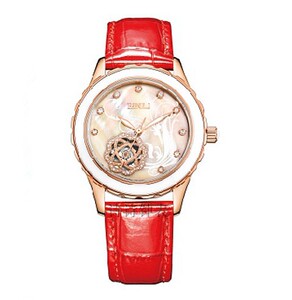 宾利手表女士机械表6033l透视潮流复古陶瓷真皮带防水女机械腕表