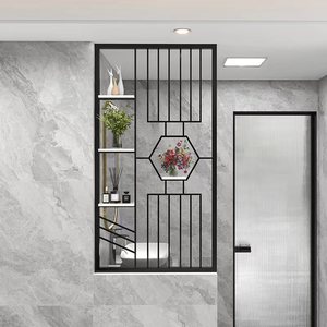 现代简约金属卫生间干区洗手台屏风隔断半墙进门入户玄关遮挡装饰