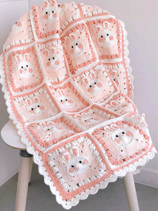 可爱小兔子毯子diy编织材料包手工毛线钩织小羊小猪宝宝毯子现货