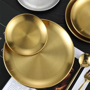 铜盆黄铜圆形材实料加厚铜盘纯铜家用桌面盘子餐具健康简约耐用型