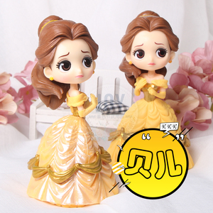 q版贝儿公主白雪公主迪士尼生日蛋糕装饰摆件手办蛋糕台玩偶公仔