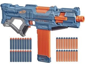 孩之宝nerf elite 2.0 涡轮机 cs-18精英e 电动玩具枪热火发射器