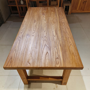 老榆木大板桌子实木原木长桌长方形餐桌茶桌会议桌可民宿商用饭桌