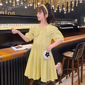 小象q比女童连衣裙夏装2022新款洋气时髦童装公主裙网红大童裙子