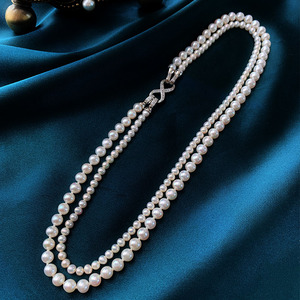 《执念》双层叠戴淡水珍珠锁骨串珠项链天然极强光一款多戴万能扣