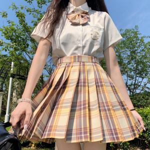 山吹jk制服套装正版甜美黄格学院夏装辣妹校供感学生校班服女大童
