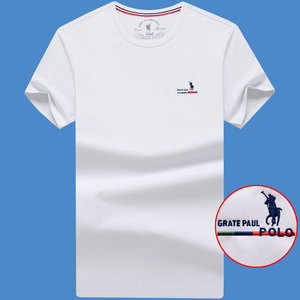 保罗短袖t恤男士圆领纯白色打底衫半袖青年冰丝光棉体恤男装潮流y