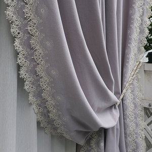 法式轻奢刺绣绒布紫色欧式复古丝绒别墅卧室遮光客厅高档窗帘美式