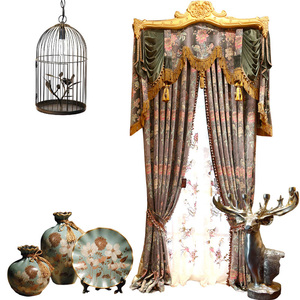 美式别墅窗帘古典高端雪尼尔提花客厅大气奢华卧室全遮光复古欧式