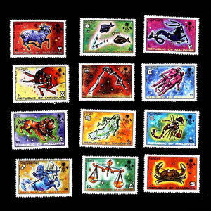 马尔代夫1974生肖星座黄道十二宫含高值邮票12全新