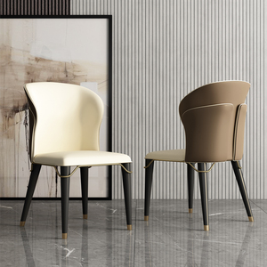北欧餐椅现代设计师极简全皮餐椅酒店会议室咖啡椅书椅意式扶手椅
