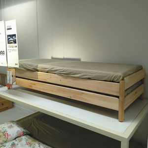 西安宜家国内代购叠床于托克带2块床垫, 松木, 胡斯维卡 硬型