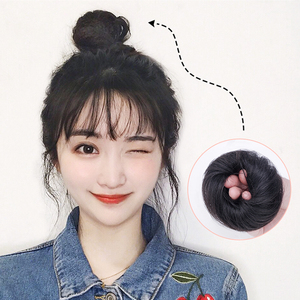 真发丸子头假发女盘发器发圈 蓬松自然花苞汉服半丸子头发饰发髻