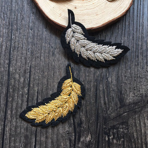 法国著名设计师 服装布贴 印度丝手工绣花徽章胸针 麦穗稻穗