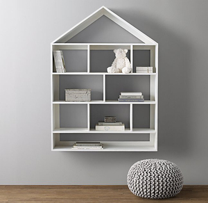 简约现代实木置物架挂墙式书柜展示柜房子造型装饰开放式展柜定制