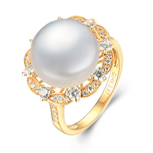 复古风新款18k金珍珠戒指空托女式时尚14k金手饰定制镶嵌diy配件