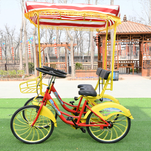 新款22联排四轮双人自行车两人情侣亲子骑观光并排出租一体轮单车