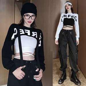 酷女孩辣妹穿搭炸街蹦迪上衣服帅气高街酷风格女装街头机车风套装