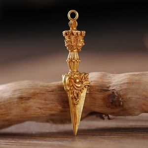 尼泊尔工艺纯铜普巴金刚降魔杵吊坠大威德三面男女士护身个性挂坠