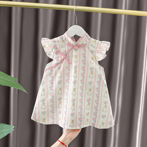 女宝宝裙子夏季公主裙洋气婴儿旗袍2小童夏天衣服0-4岁女童连衣裙
