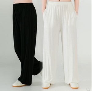 有口袋莫代尔太极裤男女练功裤太极晨练大码白色春秋武术夏灯笼裤