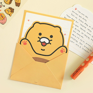 韩国kakao可爱创意春植猫咪信纸信封套装朋友生日节日送祝福贺卡