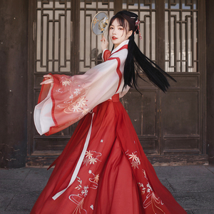 重回汉唐枫落原创正品汉服女春季重工刺绣交窬裙晋制交领齐腰襦裙