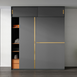 衣柜轻奢极简推拉门家用卧室吊轨移滑门大衣橱北欧现代简约趟门柜