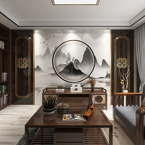 新中式竹子沙发客厅卧室竹木纤维板仿边框定制电视背景集成护墙板