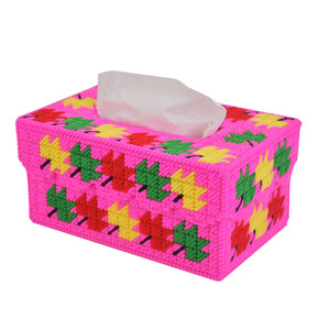 萧太郎十字绣立体绣毛线绣纸巾盒抽纸盒枫叶飘飘手工汽车车载装饰