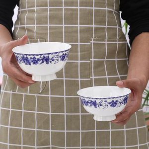 碗家用景德镇青花釉中彩真骨瓷宫廷御用 5英寸圆形米饭碗中式碗具