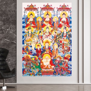 立体三维佛像画框佛结缘佛像画挂画全堂佛挂画满堂佛全佛图画像3人