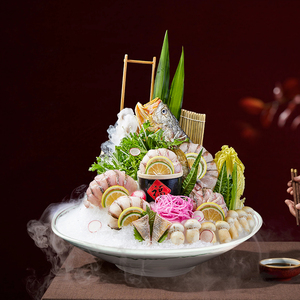 高档陶瓷异形海鲜姿造三文鱼摆盘刺身拼盘日料鱼生火锅店酒店餐具