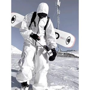 机能冲锋裤男防水防风户外登山裤美式高街白色直筒工装裤滑雪服