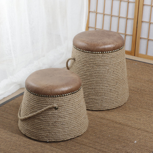 矮凳坐凳麻绳凳子榻榻米茶几客厅板凳换鞋凳复古家用坐墩小凳子