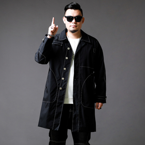 春秋装中长款男士风衣外套西服披风夹克外衣加肥加大胖子肥佬胖人